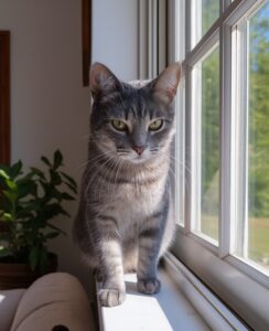 Gato escondido en casa durante una noche de petardos por el miedo al ruido